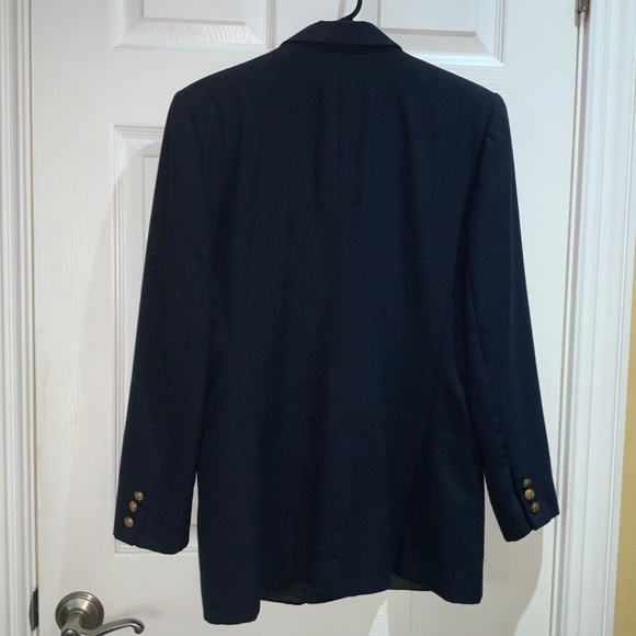 Talbots wool double breasted navy blazer Sz 10 long line Lagenlook classic - Picture 4 of 7